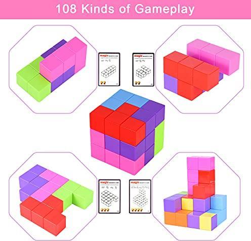 Produktbild Activity Board Magnetische Bausteine Würfel, Bausteine Spielwaren für Kinder mit 54 Smarte Cards
