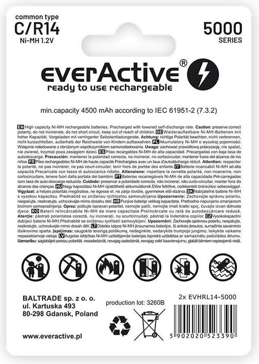 Image du produit Everactive EVHRL14-5000 (2 pcs, C, 5000 mAh)