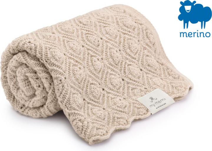 My memi Merino baby blanket - Pearl Beige (80 x 100 cm)
