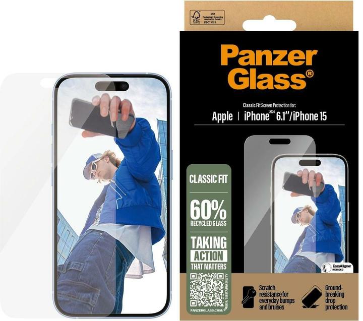 PanzerGlass Classic Fit (1 Piece, Apple iPhone 16, Apple iPhone 15)