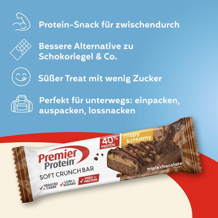 Produktbild Premier Protein Soft Crunch Bar 40% Protein (Triple Chocolate, 12 Stk., 480 g)