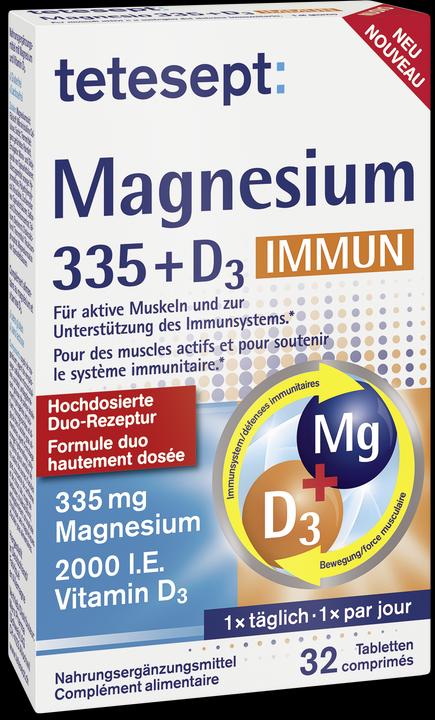 Image du produit Tetesept Magnésium 335 + Vitamine D3 Immunité (32 pièce(s), Cachets, 56 g)