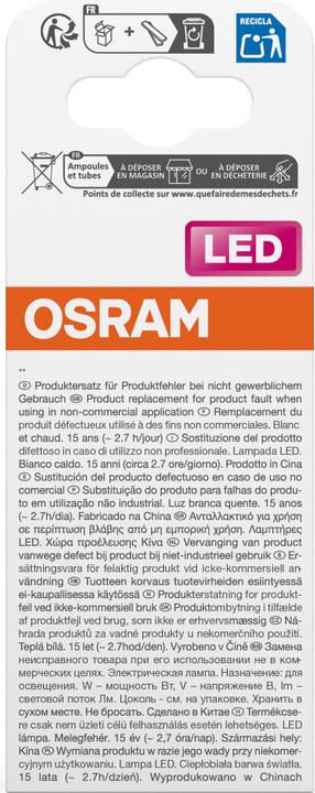 Label énergétique Osram Star R50 (E14, 2.60 W, 210 lm, 1 x, F)