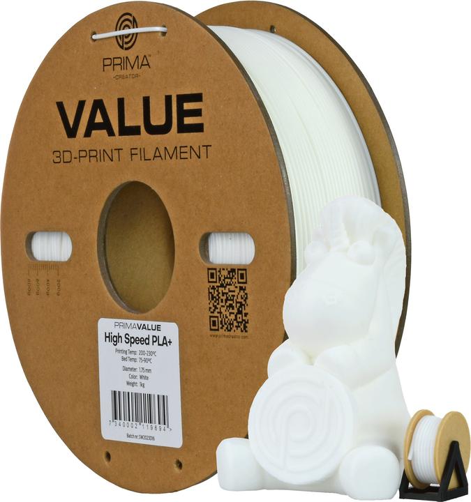Actual product image Prima Creator PrimaValue PLA+ High Speed -filamentti 3D -tulostimeen,, valkoinen (PLA, 1.75 mm, 1000 g, White)