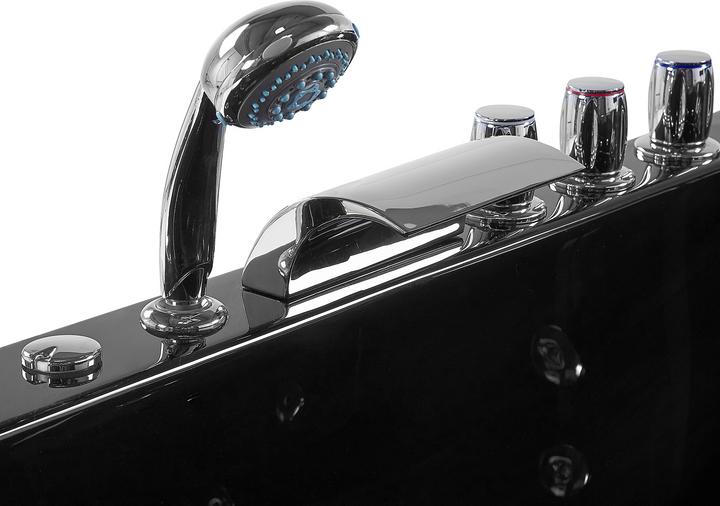 Produktbild Beliani Whirlpool Badewanne schwarz Eckmodell mit LED links 160 x 113 cm PARADISO (427 l, 155 cm, 110 cm)