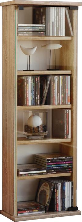 Produktbild VCM Holz CD DVD Stand Regal Vetro mit Glastür (31 x 18 x 92 cm)