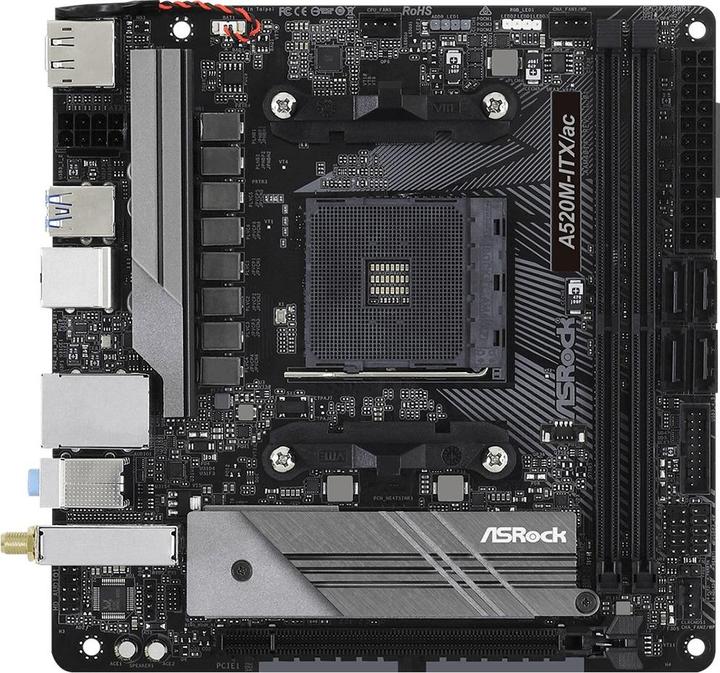 Actual product image AsRock A520M-ITX/ac (AM4, AMD A520, Mini-ITX)