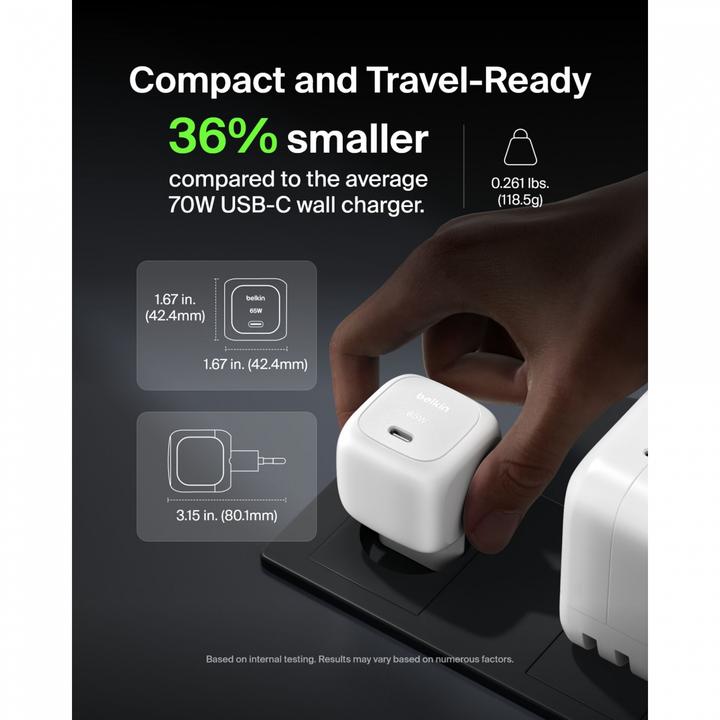 Immagine prodotto Belkin BOOST Charge 65W USB-C Ladegerät PD und PPS WCA011kqWH (65 W)