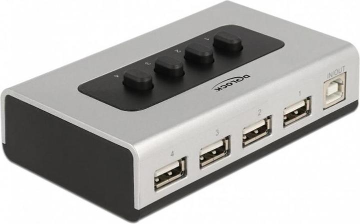Actual product image Delock Switch USB 2.0 with 1 x Type-B socket to 4 x Type-A socket manual bidirectional (USB-A, 4 Ports)