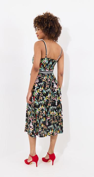 Actual product image Joe Browns Tropical Print Tie Waist Contrast Strap Knee-Length Dress