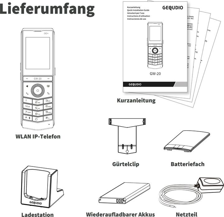 Produktbild Gequdio GW-20 WLAN IP Telefon mit Ladeschale, SIP kompatibel