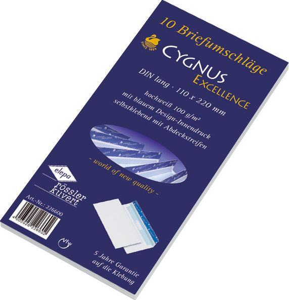 Actual product image Elepa Envelopes Cygnus Excellence DIN long, white, paper: 100 gr/sqm, glue: pressure-sensitive, without (DL, 1 x)