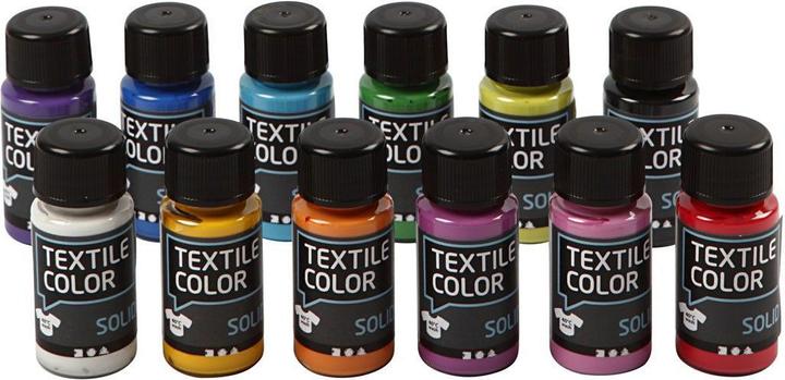 Immagine prodotto Creativ Company Dekkende Textielverf - Set van 12 Kleuren, 50ml (Colori assortiti, 50 ml)