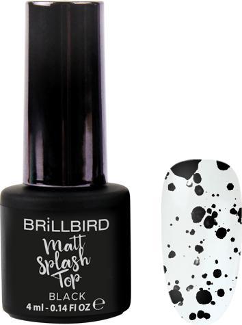 BrillBird Matt Splash Top – Black 4ml (Black, UV-Gel Lack)