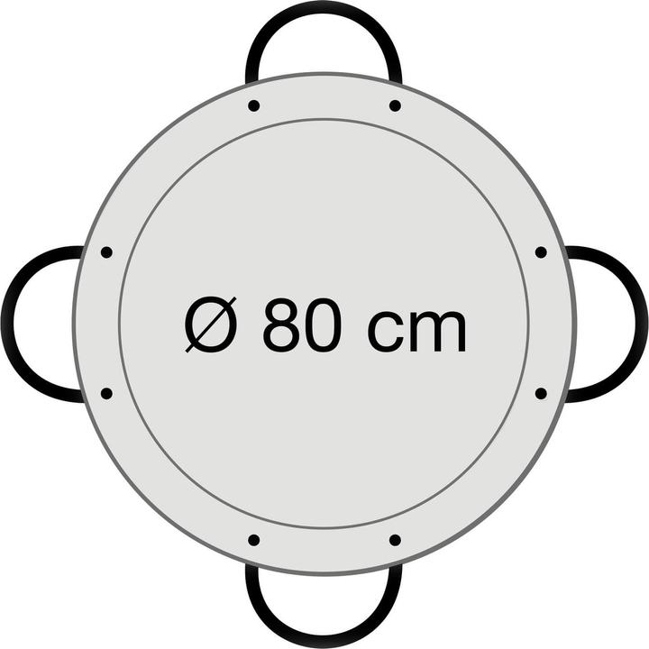 Produktbild All'Grill Paella-Pfanne Stahl poliert Ø 80 cm mit 4 Griffen (80 cm, Paella Pfanne, Stahl)