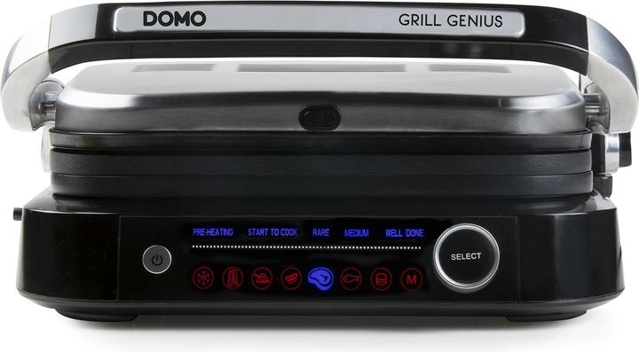 Actual product image Domo Genius Electric Contact Grill Non-stick Coating, with Display Stainless Steel, Black (EU plug)
