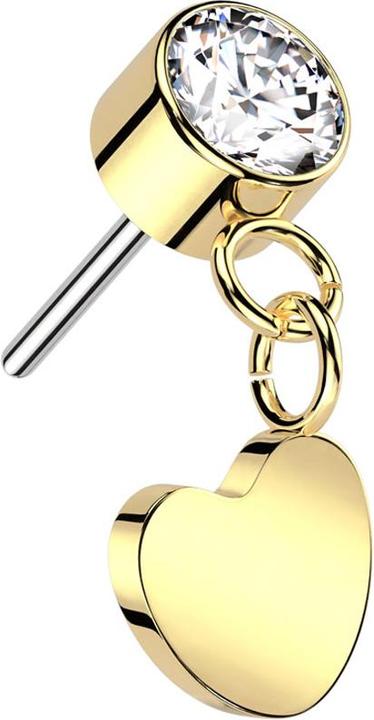 Star Piercing Threadless Zylinder vergoldet Kristall silber Anhänger Herz vergoldet (ohne Messing, Titan G23)