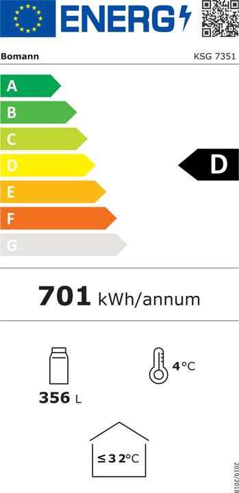 Energie-Label Bomann BOMA Glastürkühlschrank (347 l)
