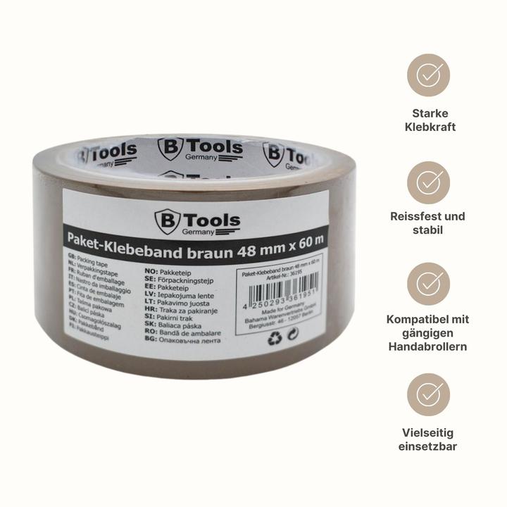 Produktbild Bahama Warenvetriebs Paketklebeband 48mm x 60m Packband Kartonklebeband Abrollklebeband (48 mm)