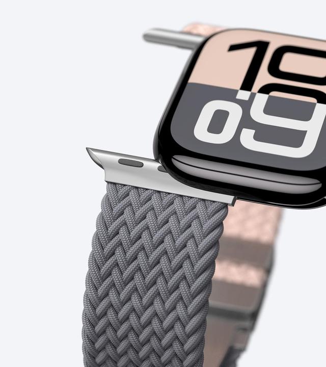 Produktbild Amazingthing 2er-Set Blend Band für Apple Watch 45/46/49 mm - Pink-Grau/Pink (Edelstahl, Nylon)