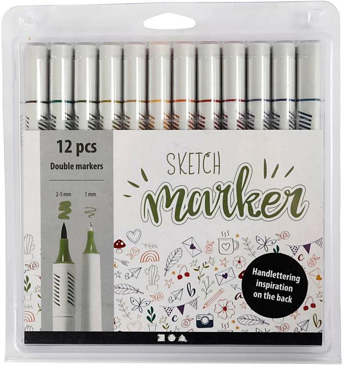 Actual product image Creativ Company Sketch Marker Fibre Pens (Multicoloured, 12 x)
