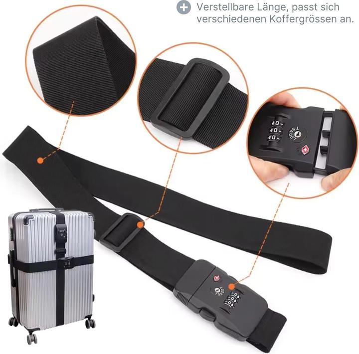 Image du produit Hermex Sangle à bagages Sangle de sécurité pour valise avec serrure à combinaison TSA (Sangles à bagage)