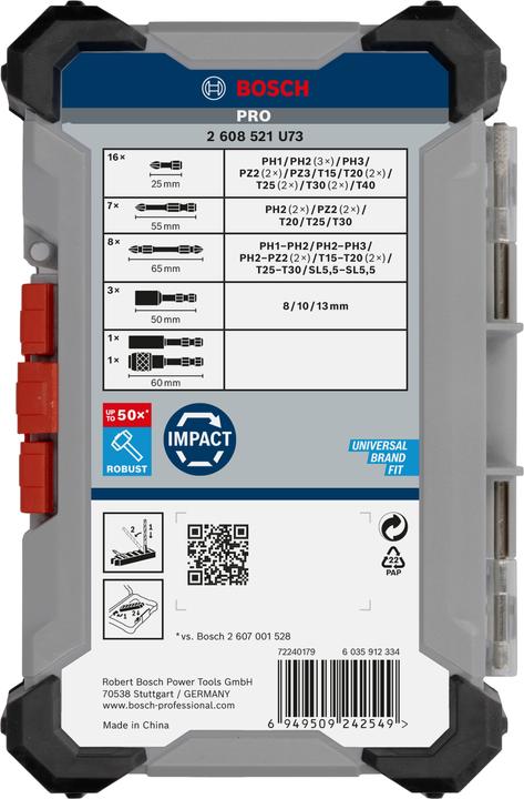 Nährwerte und Zutaten Bosch Professional Zubehör PRO Impact Schrauberbit-Set, 36-tlg.