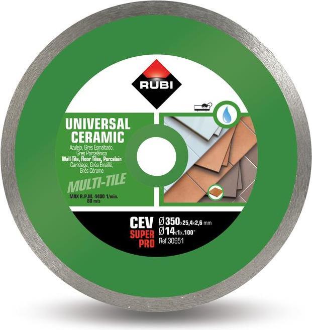 Image du produit Rubi 30951 CEV-350 Superpro 350 mm x 25.4 mm Continu Diamanttrennscheibe Keramikfliessen