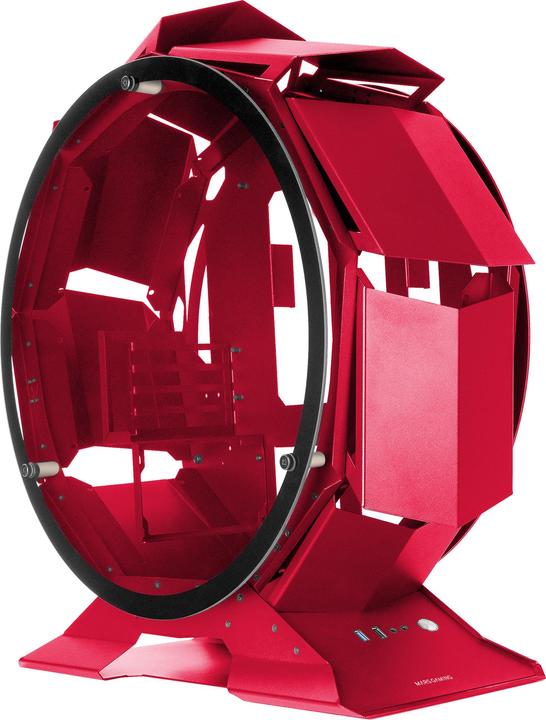 Actual product image Mars Gaming MCORB Red Micro-ATX XL Gaming PC Case Custom Circular Design Double Tempered Glass (mATX, Mini-ITX)