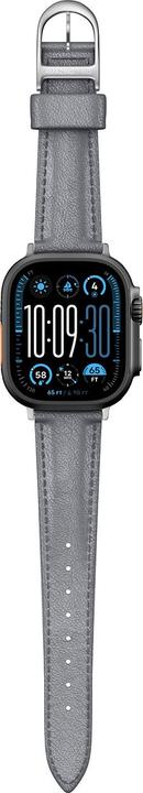Image du produit Amazingthing Class Band Lederarmband für Apple Watch 45 / 46 / 49 mm - Grau (Acier inoxydable, Cuir pleine fleur)