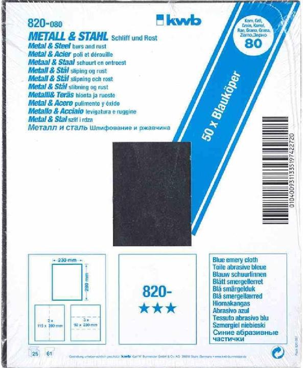 Produktbild kwb Schleifpapier Metall & Stahl K 80 (K 80)