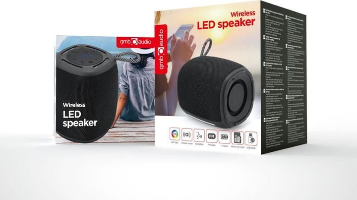 Actual product image Gembird Bluetooth LED speaker black (4 h, Electrical connection)