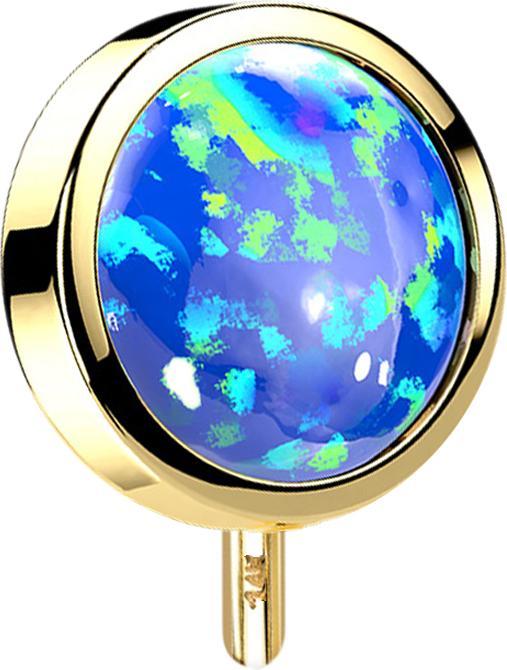 Image du produit Star Piercing Threadless disque d'or 14k avant avec opale bleue (Or 14k, sans laiton)