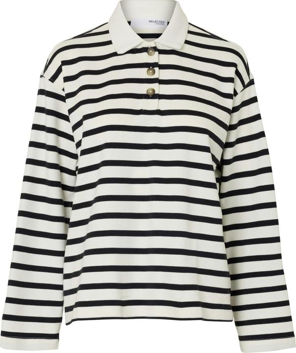 Selected Femme Streifen Langarm-Poloshirt