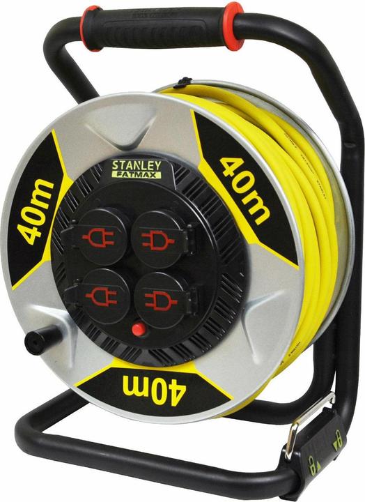 Actual product image Velleman FATMAX PROFESSIONAL NEOPRENE CABLE REEL WITH ANTI-TWIST SYSTEM - 40 m - 3G2.5 - 4 SOCKETS (40 m, 3.50 mm²)