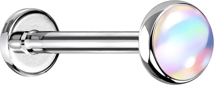 Star Piercing Micro Labret silber mit Scheibe irisierend weiss (Chirurgenstahl 316L, ohne Messing)