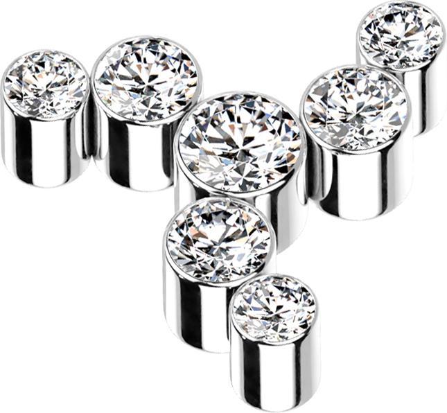 Star Piercing Dermal Anchor silber Windrad sieben Kristalle silber (Titan G23, ohne Messing)