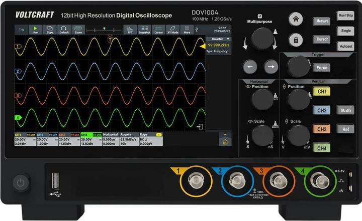 Produktbild Voltcraft DOV1004 Digital-Oszilloskop 100 MHz 4-Kanal 1.25 GSa/s 50 Mpts 12 Bit (CAT II)