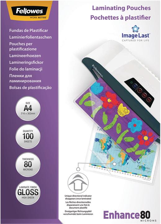 Actual product image Fellowes Enhance 80 (A4, 100 Piece, 80 µm)
