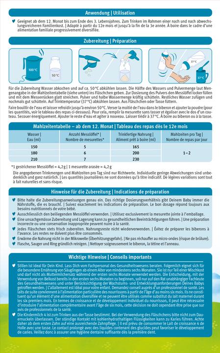 Valeurs nutritives et ingrédients Holle lait de croissance 4 bio pdr (667 g, à partir de 12 m.)