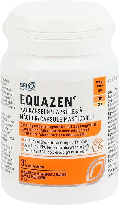 Nutritional values and ingredients Equazen IQ Equazen Chewable Capsules/Capsules à mâcher/Capsule masticabili Ds 60 Stk (60 Piece, Capsules, 75 g)