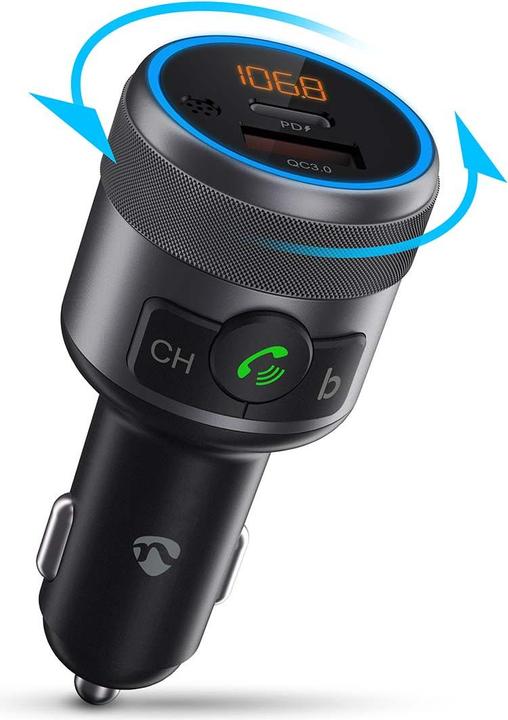 Nedis Transmetteur audio FM pour voiture - fixe - mains libres - 1" - écran ambre - Bluetooth - PD 18