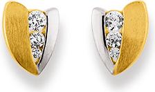 Natsumi Schmuck Ohrstecker Bicolor Gold 18K/750 mit Zirkonia (750/18 K Weissgold, 750/18 K Gelbgold)