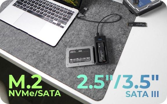 Actual product image Icy Box DockingStation for NVMe M.2 SSD & SATA drives IB-180MS-C31