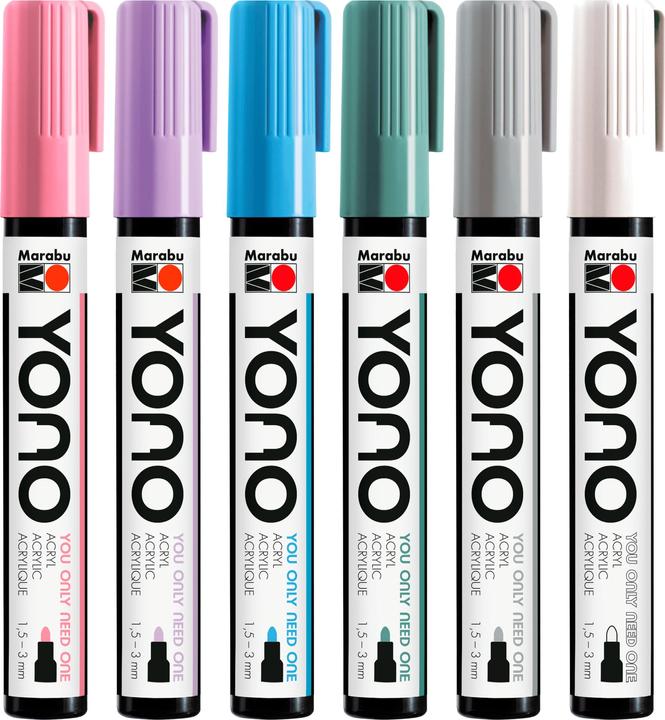 Image du produit Marabu Marqueur acrylique Yono (Multicolore, Vert, Bleu, Violet, Gris, 3 mm, 6 x)