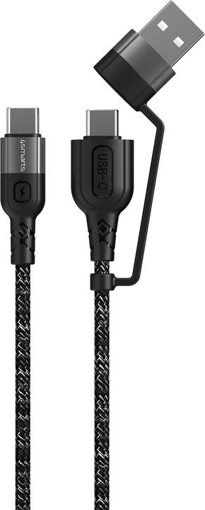 Image du produit 4smarts Câble de recharge USB USB-C -USB-A/C 1.5 m, monochrome, textile (1.50 m, USB 2.0, 60 W)