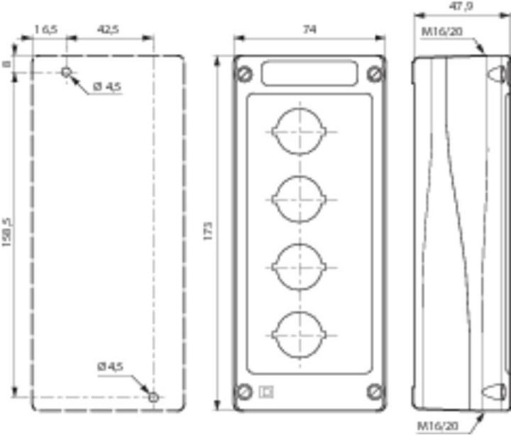 Actual product image Baco Empty housing with hole