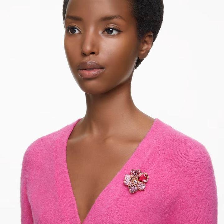 Produktbild Swarovski Florere Halskette Anhänger und Brosche Pavé Blume Rosa Gold (Metall)