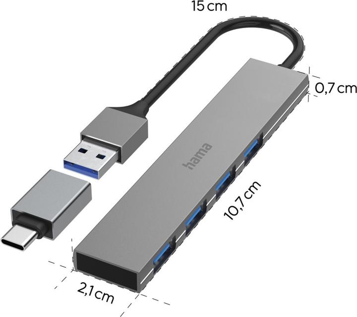 Hama Slim (USB-A, 4 Ports)