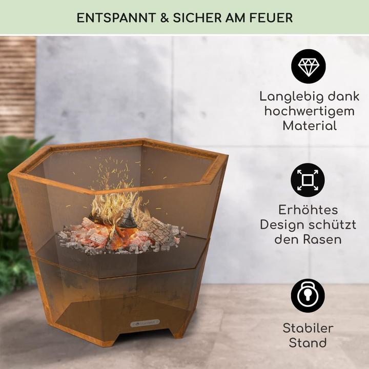 Produktbild Blumfeldt Sechseckige Feuerschale mit Grillrost